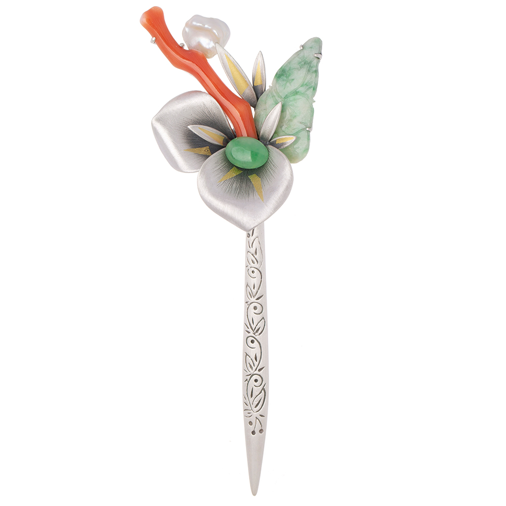 Jade coral dwikkoji hair ornament