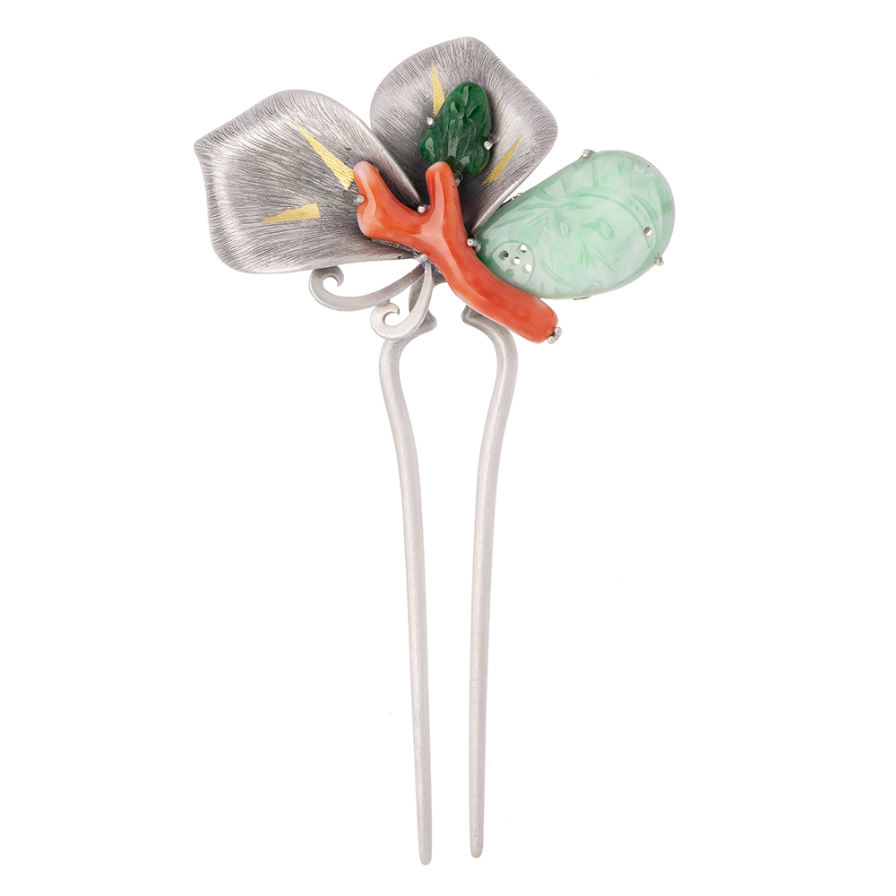 Jade coral dwikkoji hair ornament