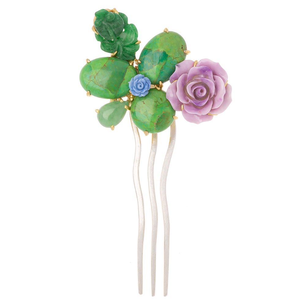 Jade silver dwikkoji hair ornament