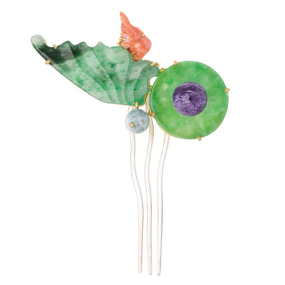 Jade coral dwikkoji hair ornament