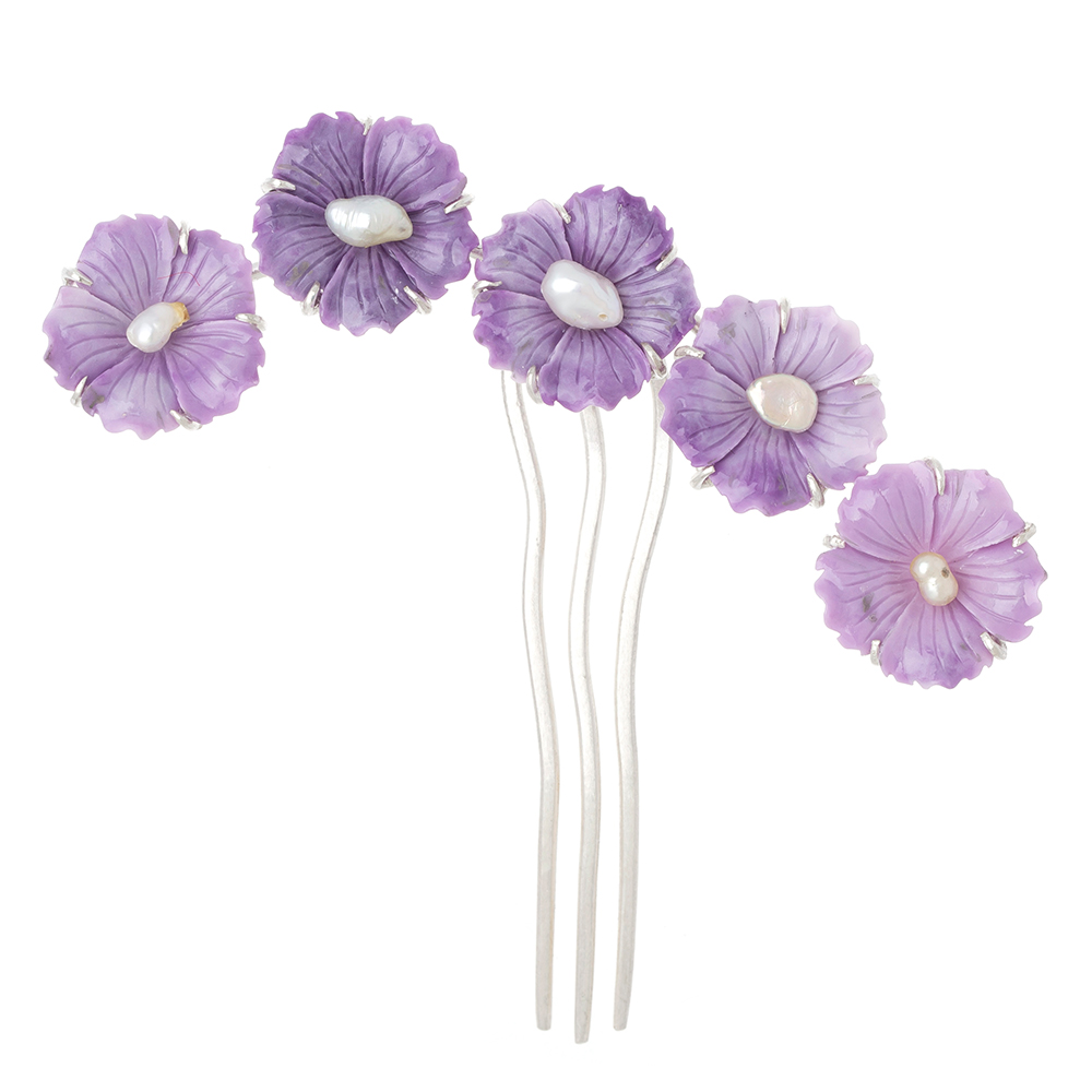Flower silver dwikkoji hair ornament No. 49