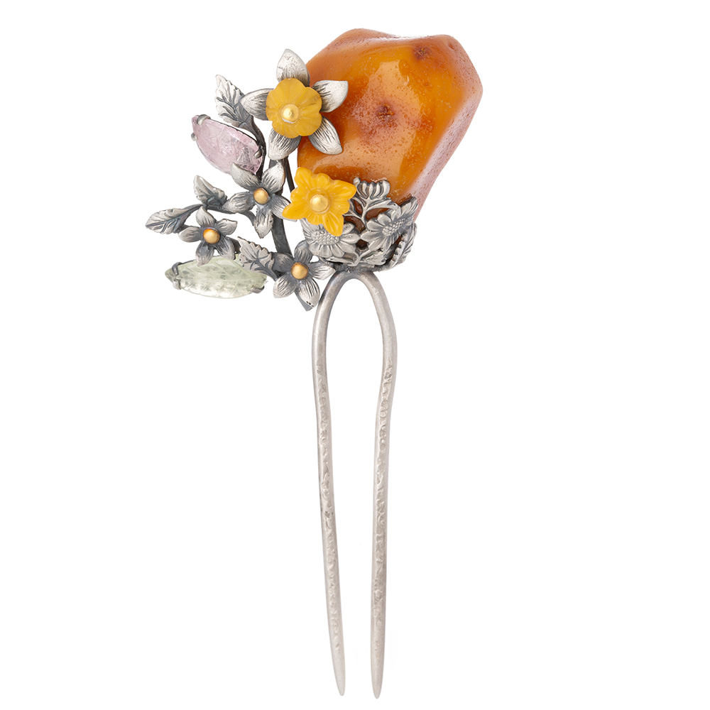 Amber dwikkoji hair ornament
