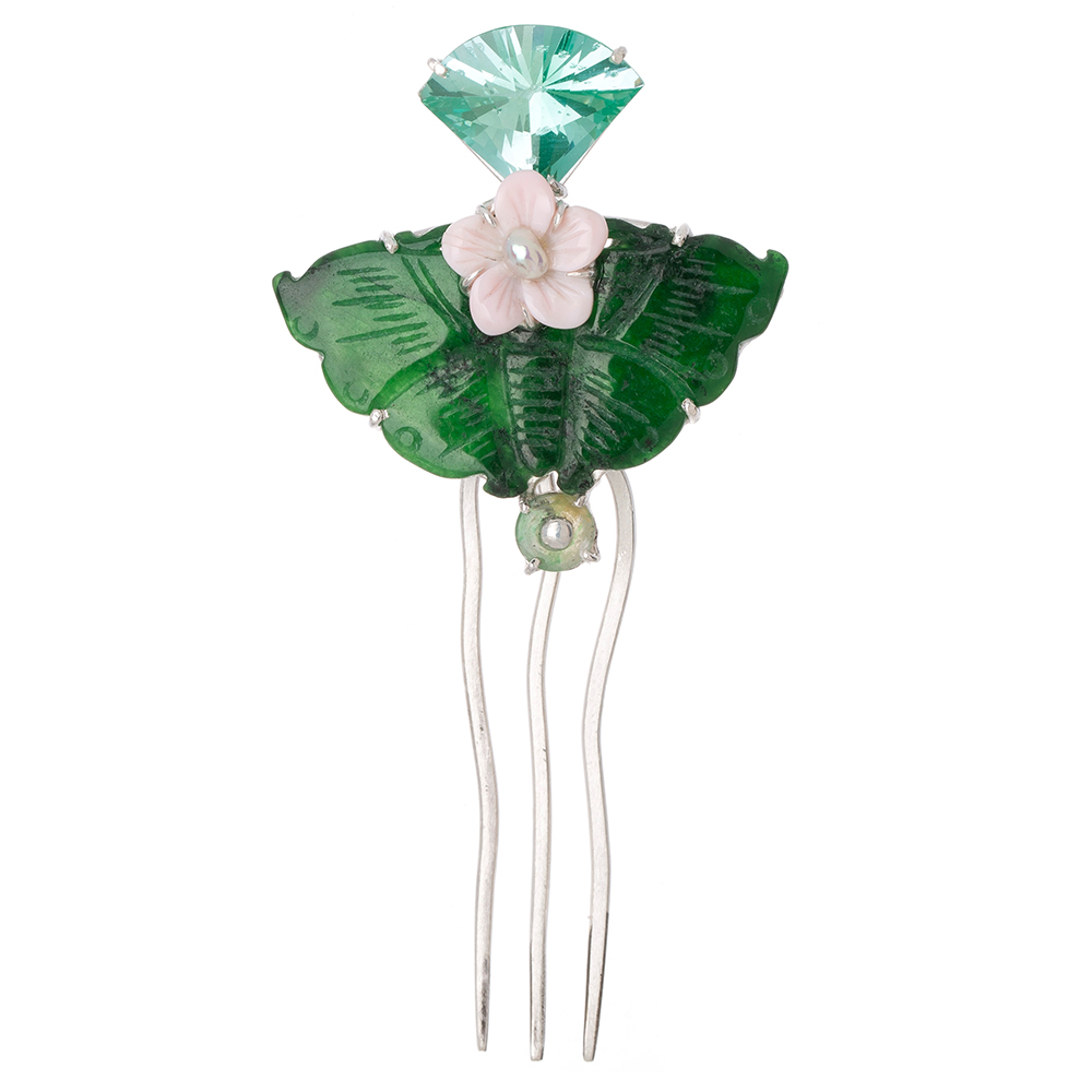 Jade silver dwikkoji hair ornament