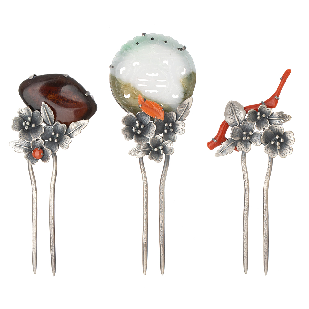 Amber jade dwikkoji hair ornament