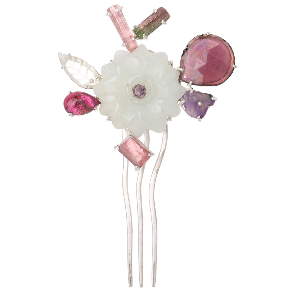 Jade silver dwikkoji hair ornament