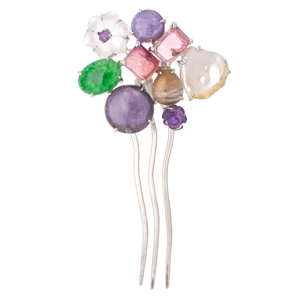 Jade silver dwikkoji hair ornament