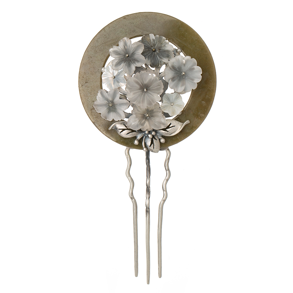 Jade silver dwikkoji hair ornament