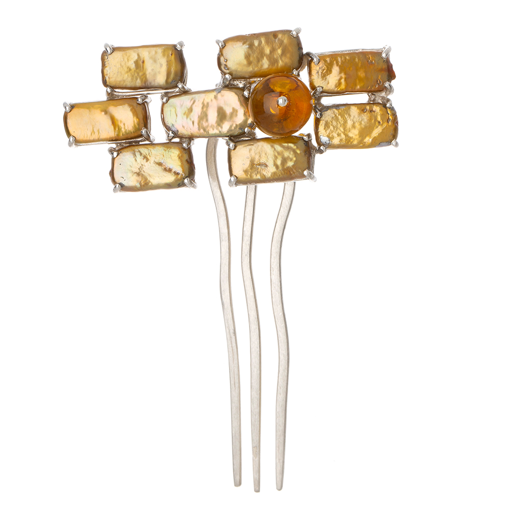 Amber pearl dwikkoji hair ornament