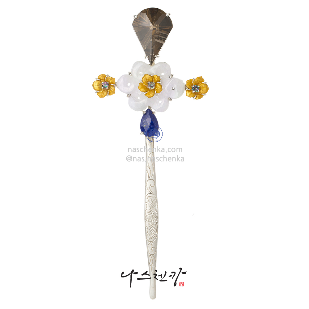 Jade silver dwikkoji hair ornament