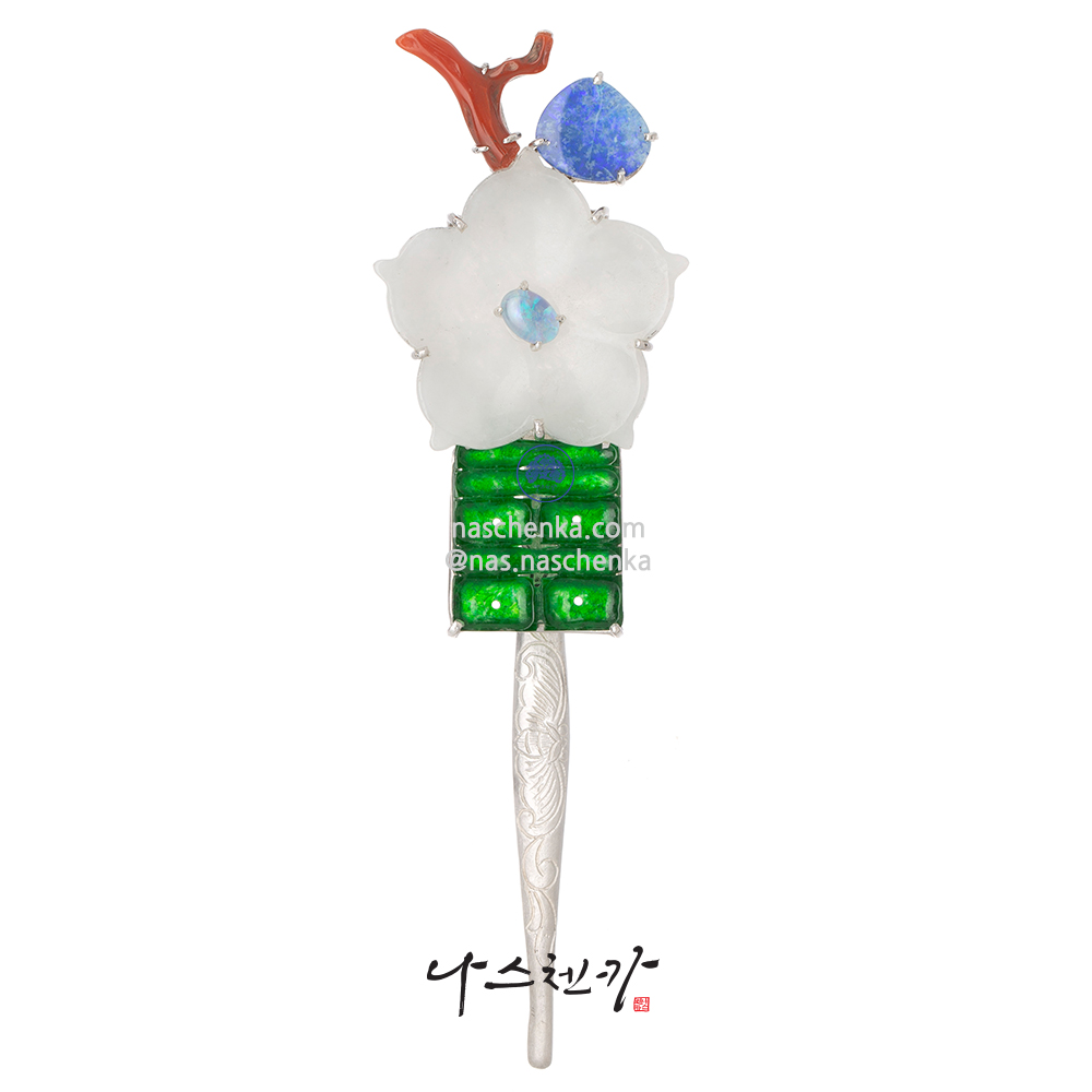 Jade coral dwikkoji hair ornament