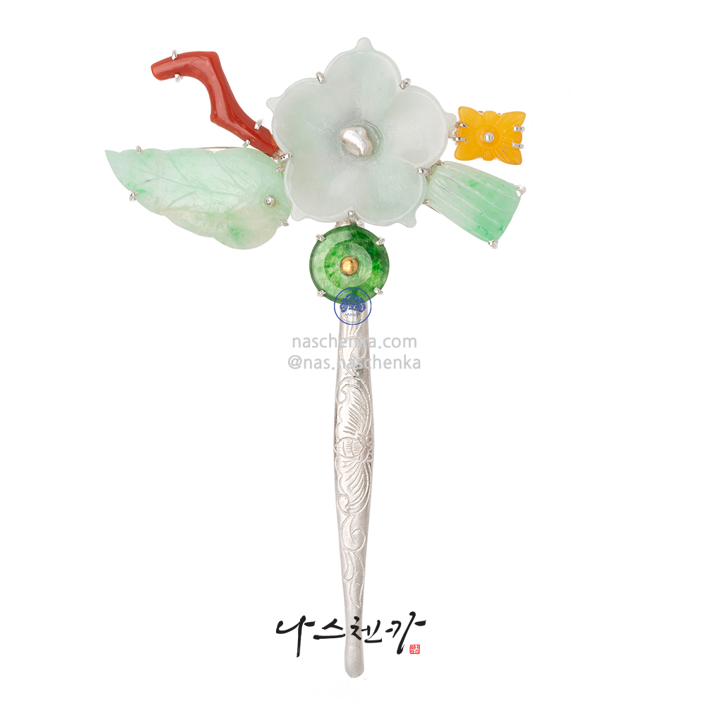 Jade coral dwikkoji hair ornament