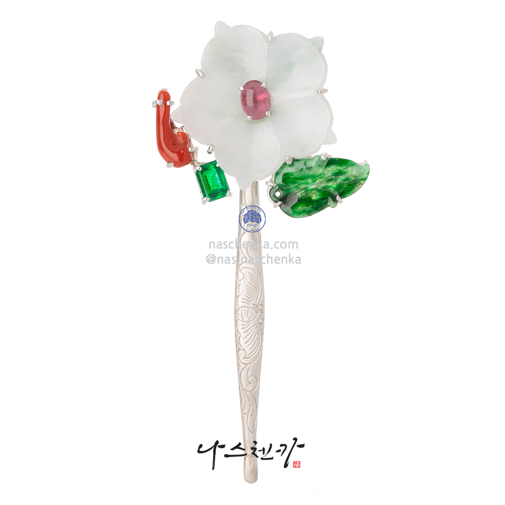 Jade coral dwikkoji hair ornament