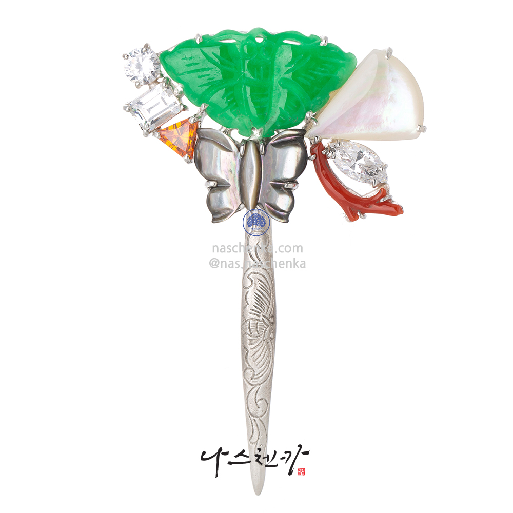 Jade coral dwikkoji hair ornament