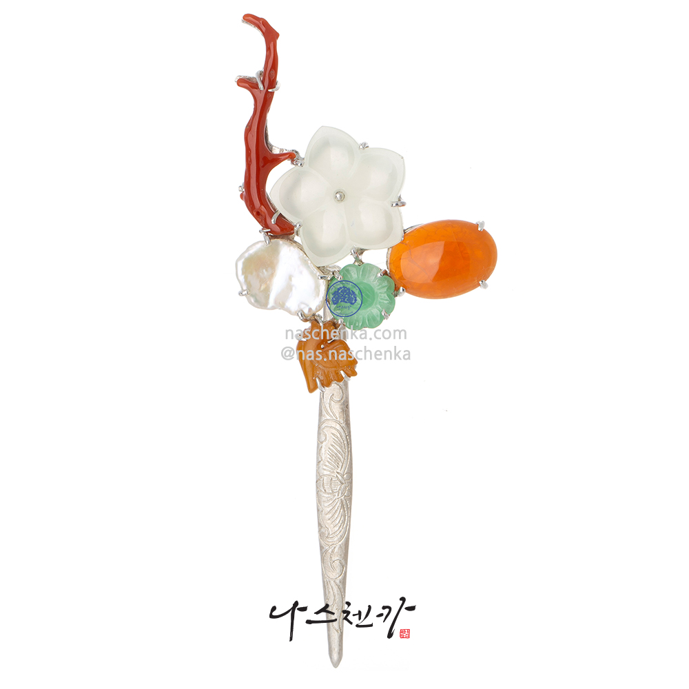 Jade coral dwikkoji hair ornament