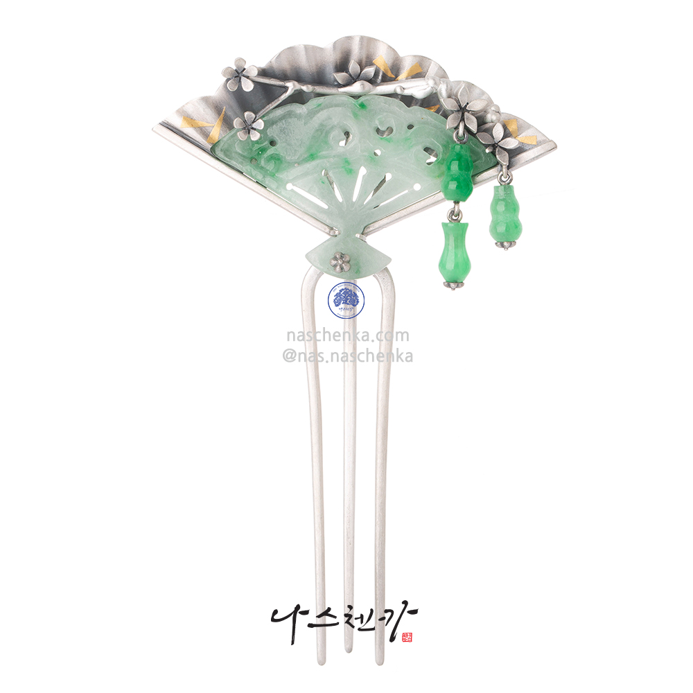 Jade silver dwikkoji hair ornament