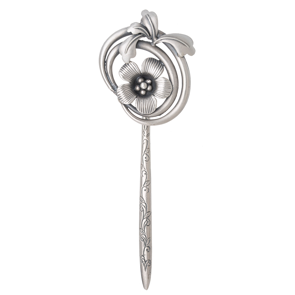 Flower silver dwikkoji hair ornament