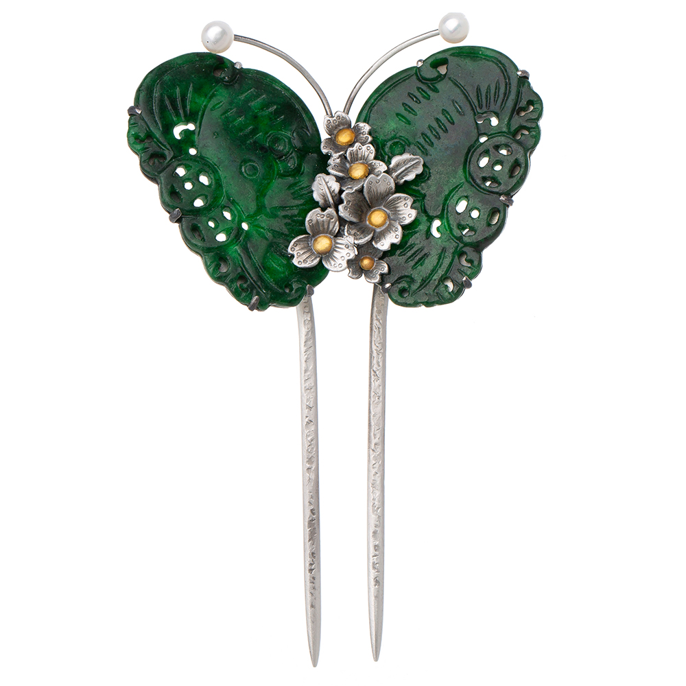 Jade gemstone dwikkoji hair ornament