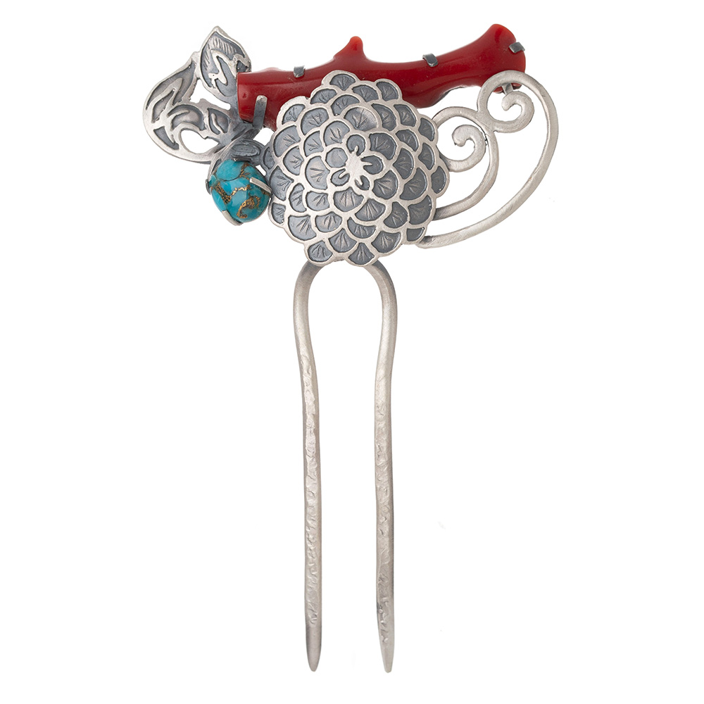 Silver dwikkoji hair ornament