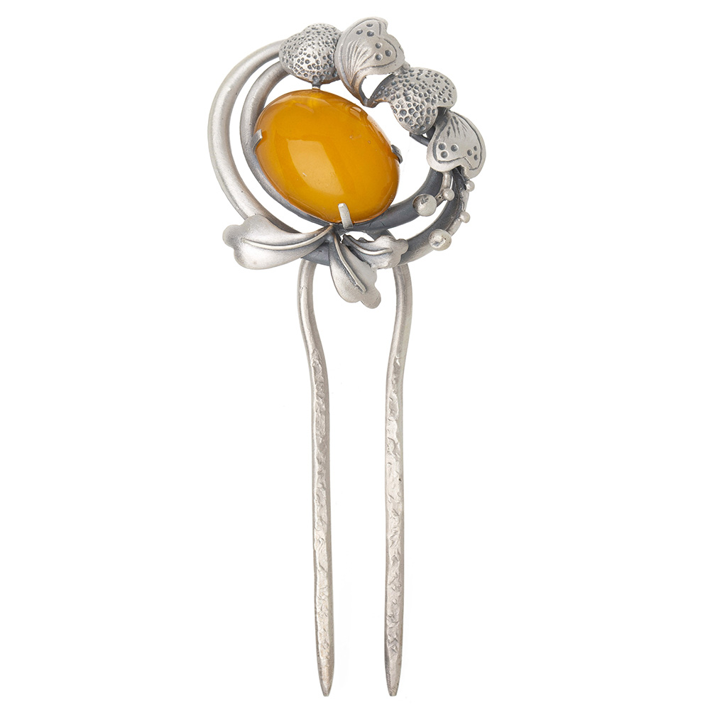 Amber silver dwikkoji hair ornament