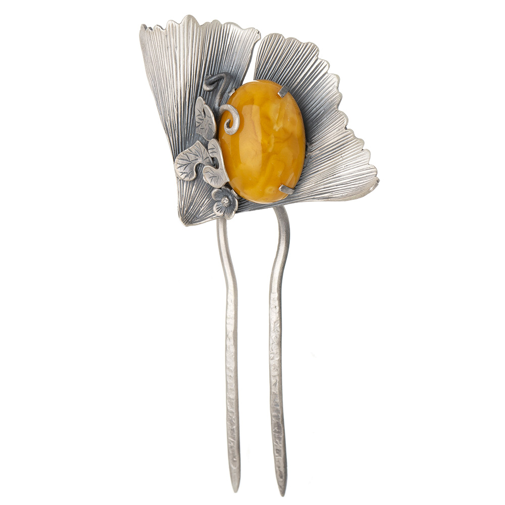 Amber silver dwikkoji hair ornament