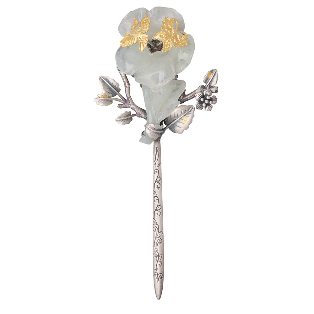 Jade silver dwikkoji hair ornament