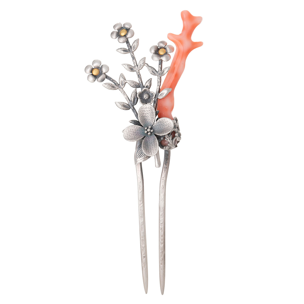Coral dwikkoji hair ornament