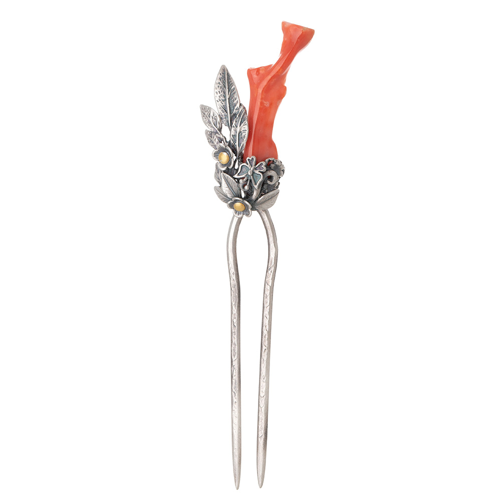 Coral dwikkoji hair ornament