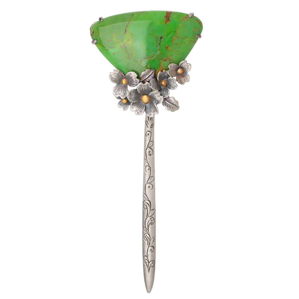 Turquoise silver dwikkoji hair ornament