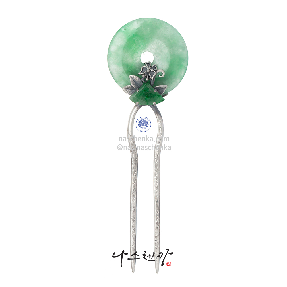 Jade silver dwikkoji hair ornament