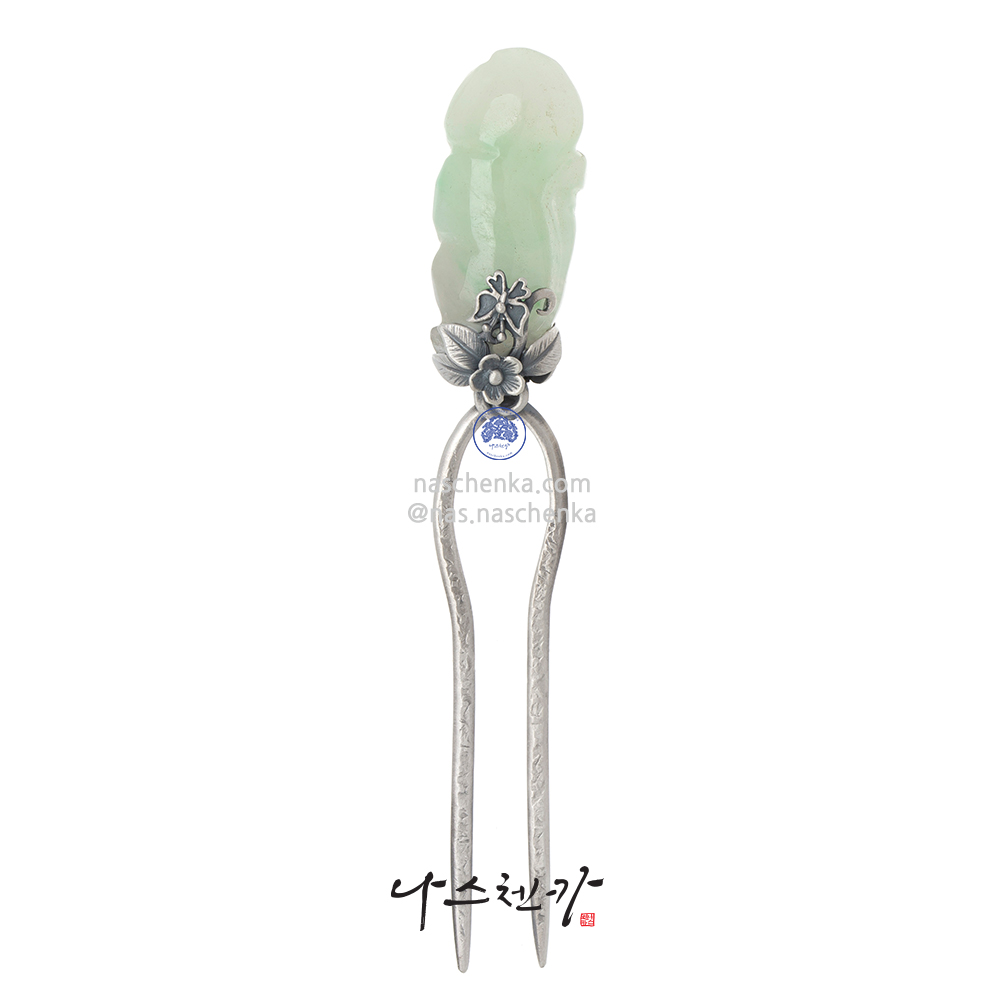 Jade silver dwikkoji hair ornament