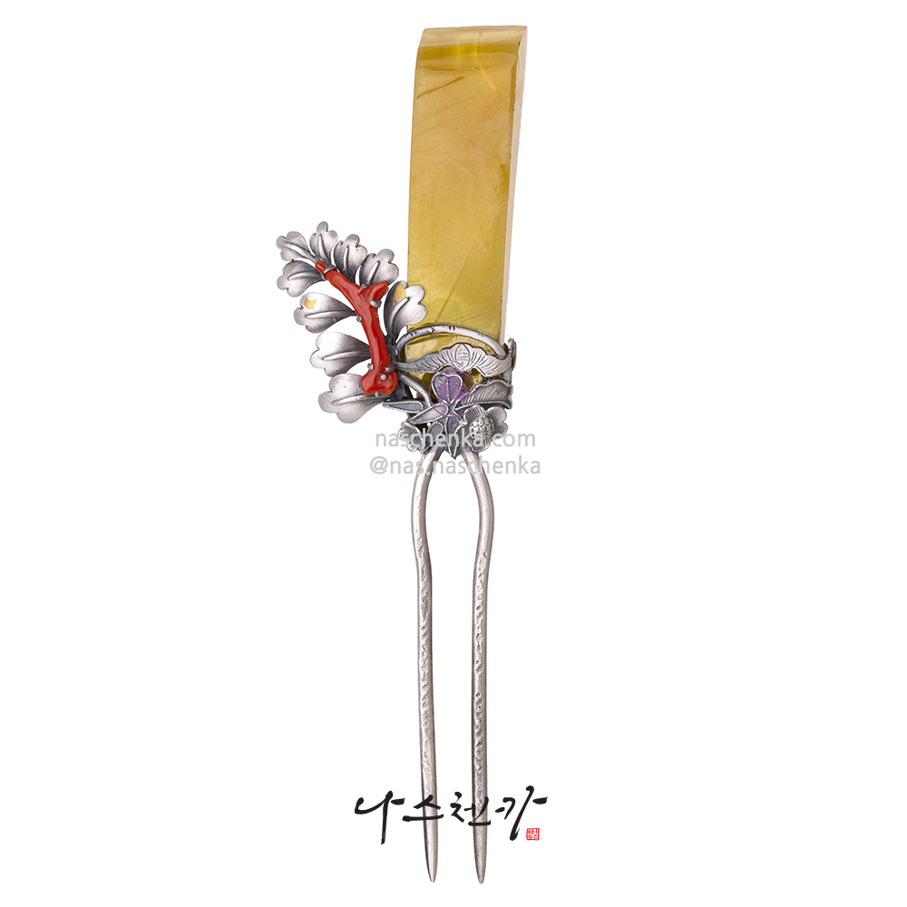 Amber silver dwikkoji hair ornament