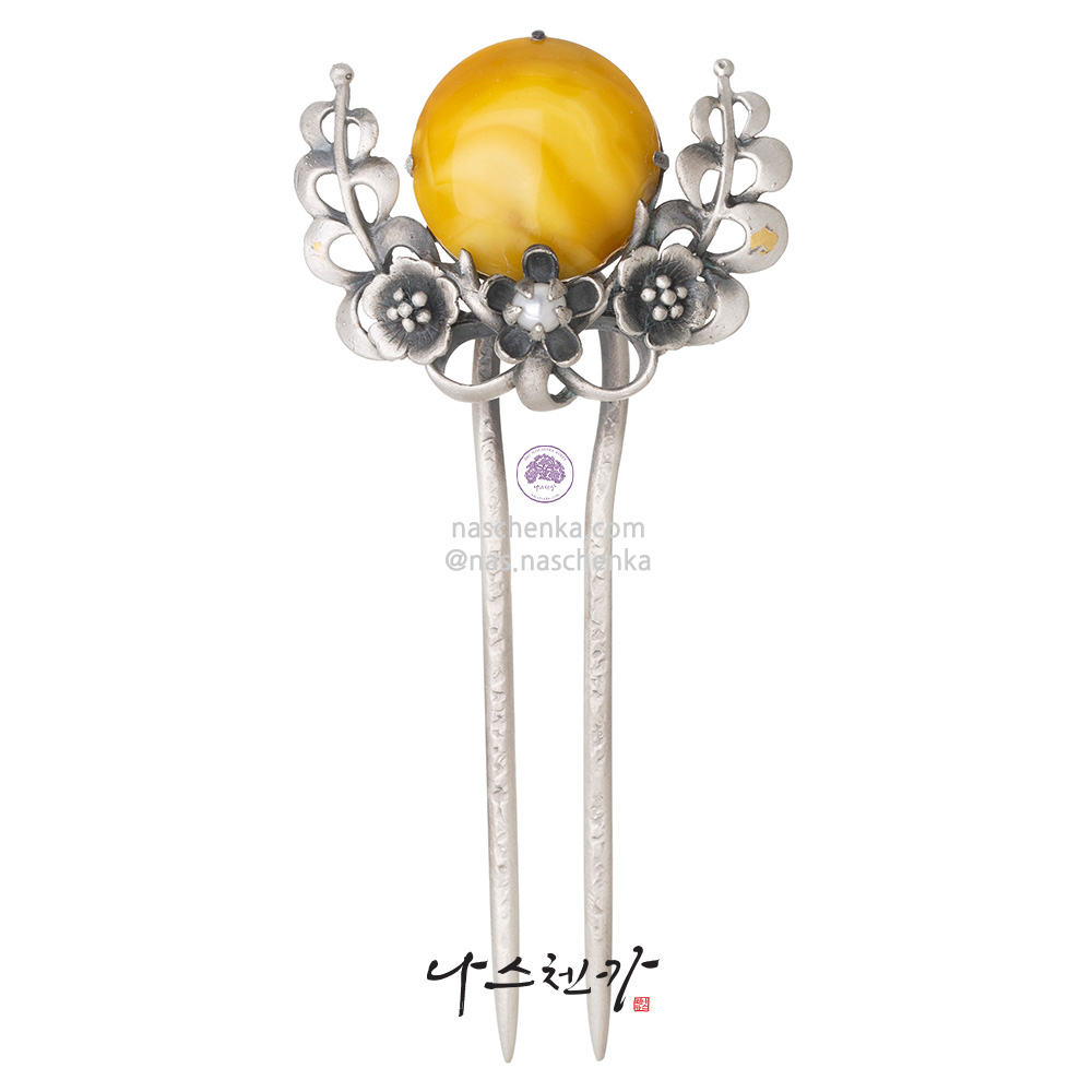 Amber silver dwikkoji hair ornament No. 2