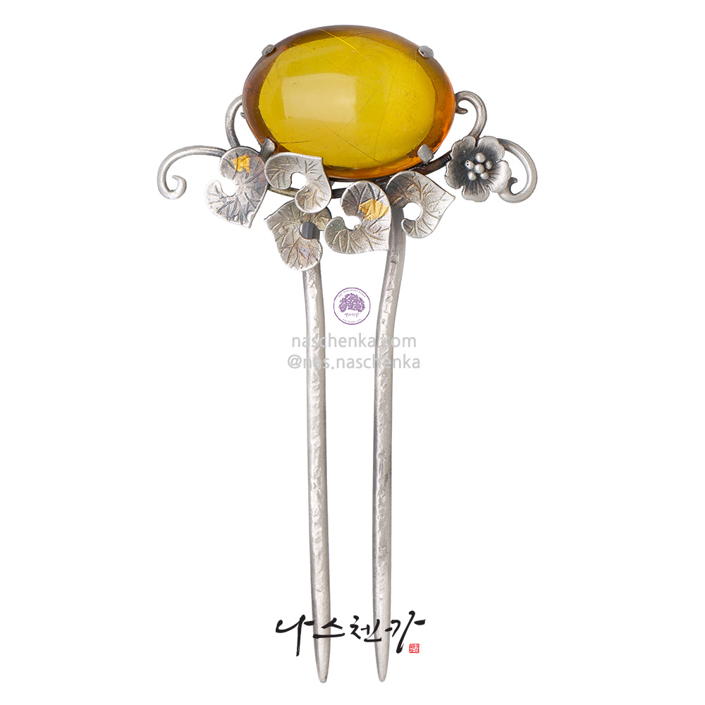 Amber silver dwikkoji hair ornament