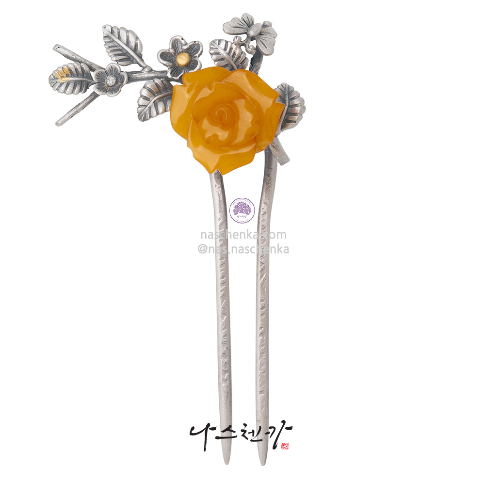 Amber silver dwikkoji hair ornament
