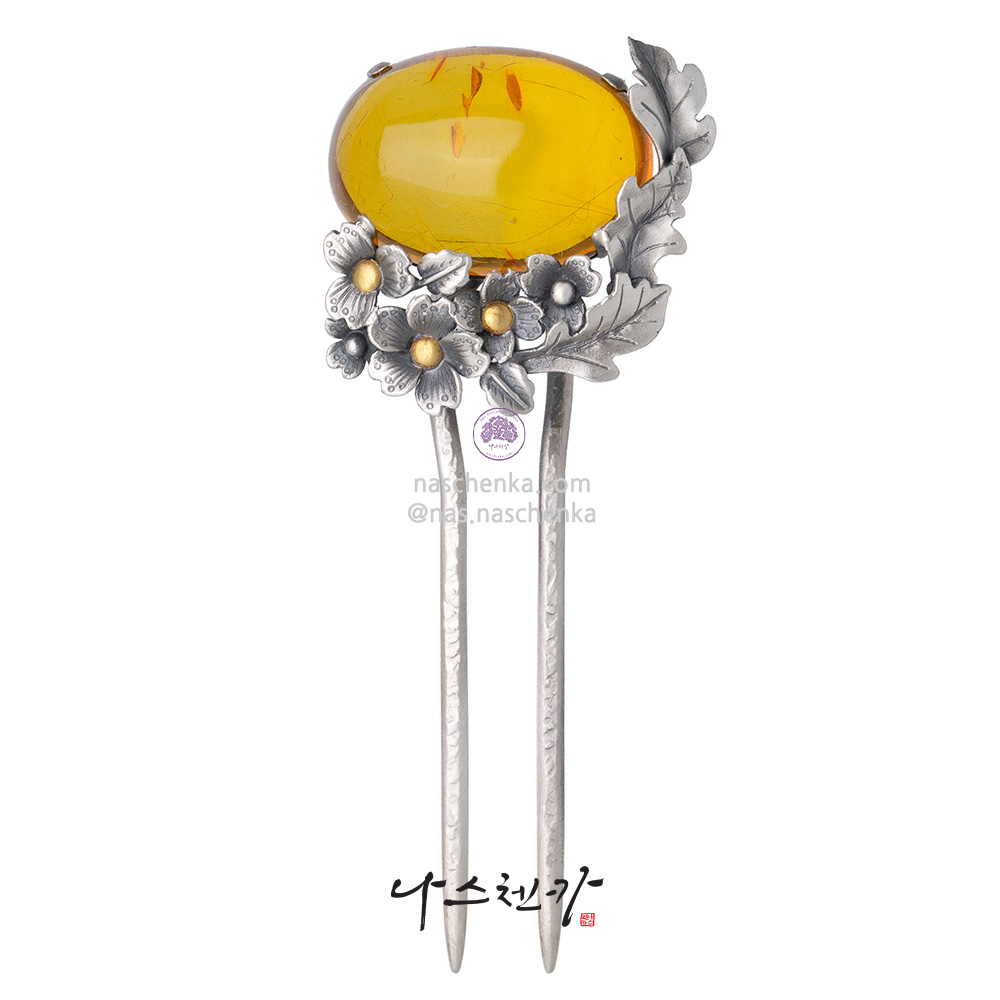 Amber silver dwikkoji hair ornament No. 3