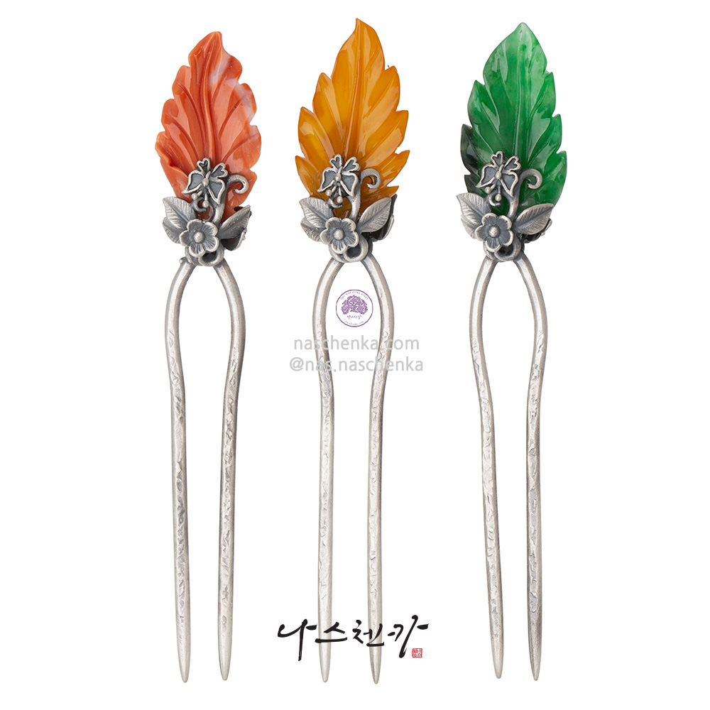 Samjak triple amber jade dwikkoji hair ornament