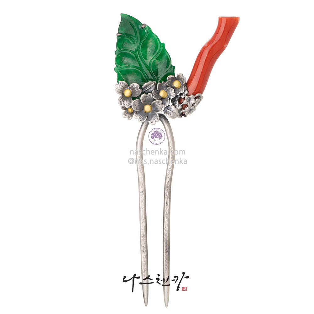 Jade coral dwikkoji hair ornament