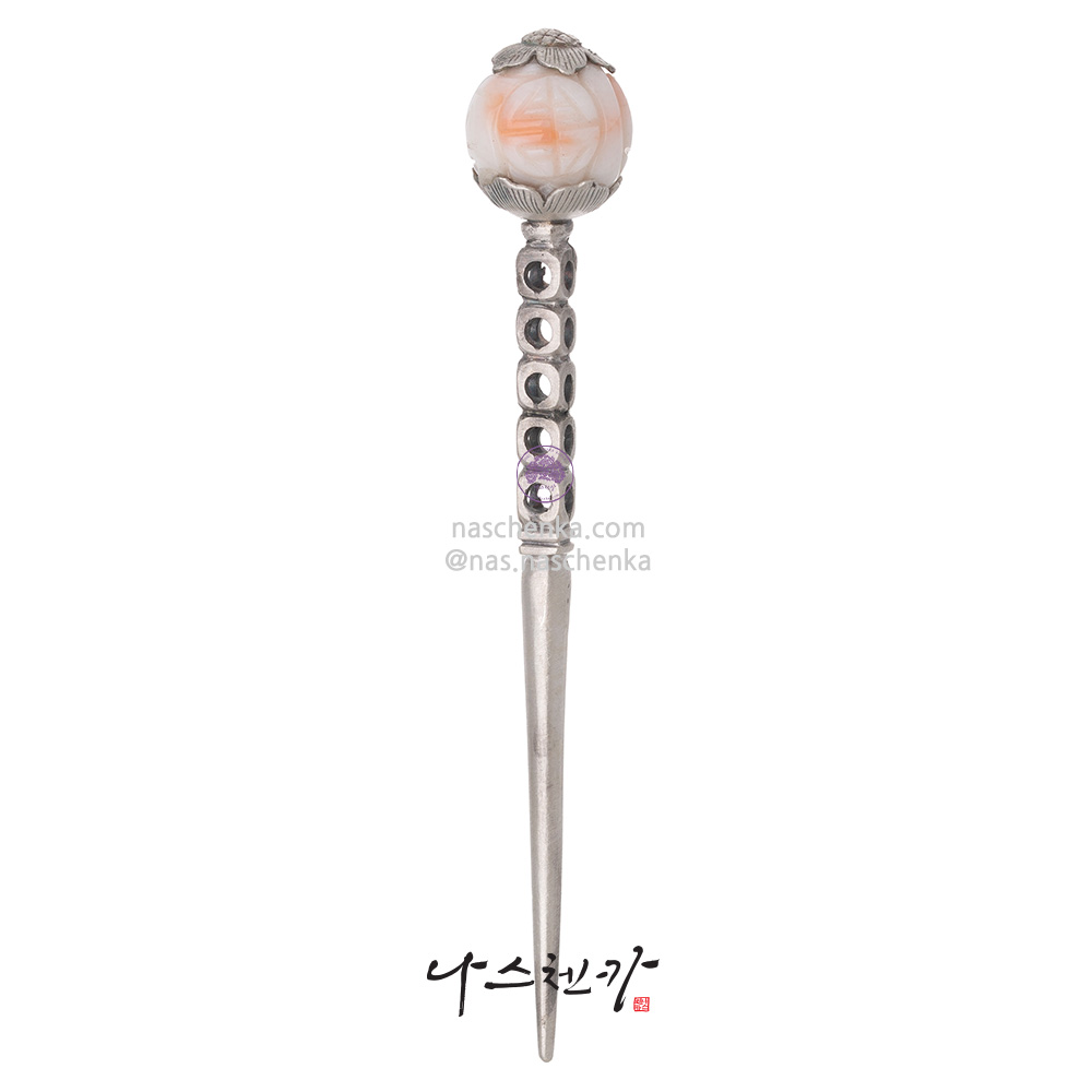 Coral silver dwikkoji hair ornament