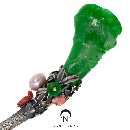Jade silver binyeo hairpin (NASCHENKA Signature Binyeo)
