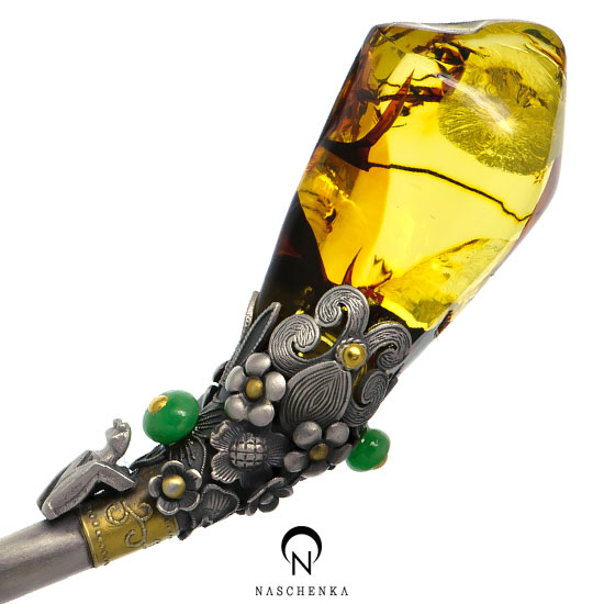 Amber silver binyeo hairpin (Amber Binyeo)