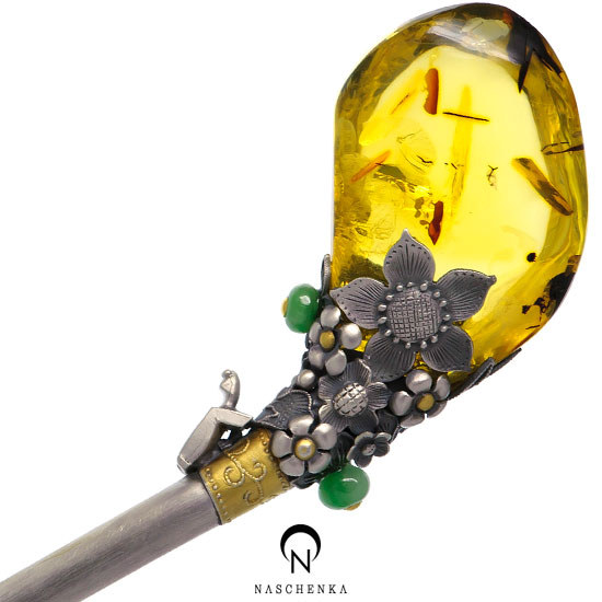 Amber silver binyeo hairpin (Amber Binyeo)