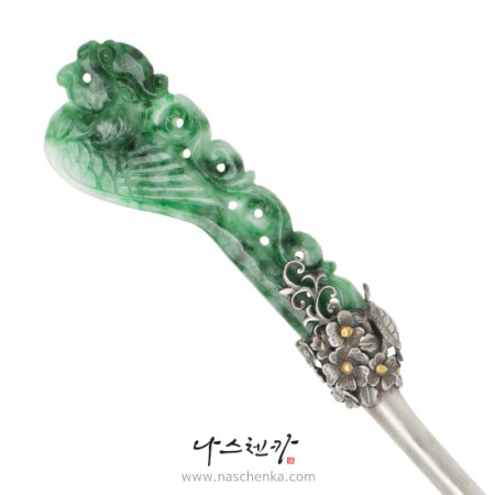 Jade silver binyeo hairpin (NASCHENKA Signature Binyeo)
