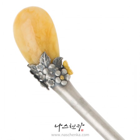 Amber silver binyeo hairpin (NASCHENKA Signature Binyeo)