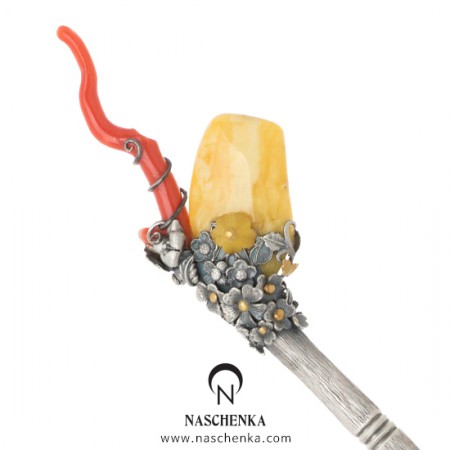 Amber coral binyeo hairpin (Amber Binyeo)