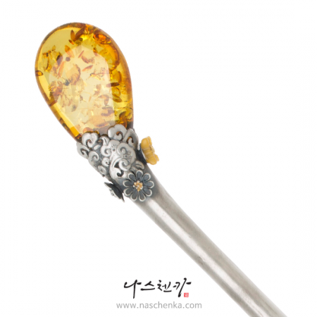 Amber silver binyeo hairpin (NASCHENKA Signature Binyeo)
