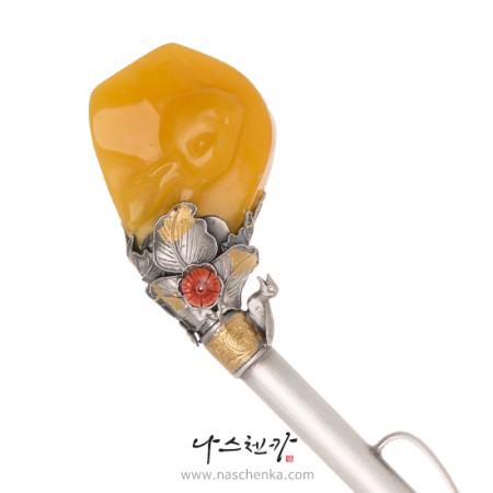 Amber silver binyeo hairpin (Amber Binyeo)