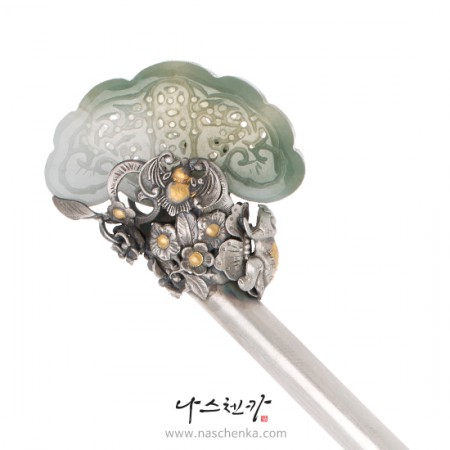 Jade silver binyeo hairpin (NASCHENKA Signature Binyeo)