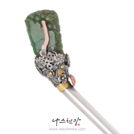 Jade silver binyeo hairpin No. 62 (NASCHENKA Signature Binyeo)