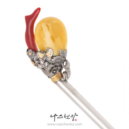 Amber silver binyeo hairpin (Amber Binyeo)