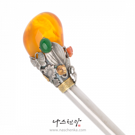 Amber silver binyeo hairpin (Amber Binyeo)